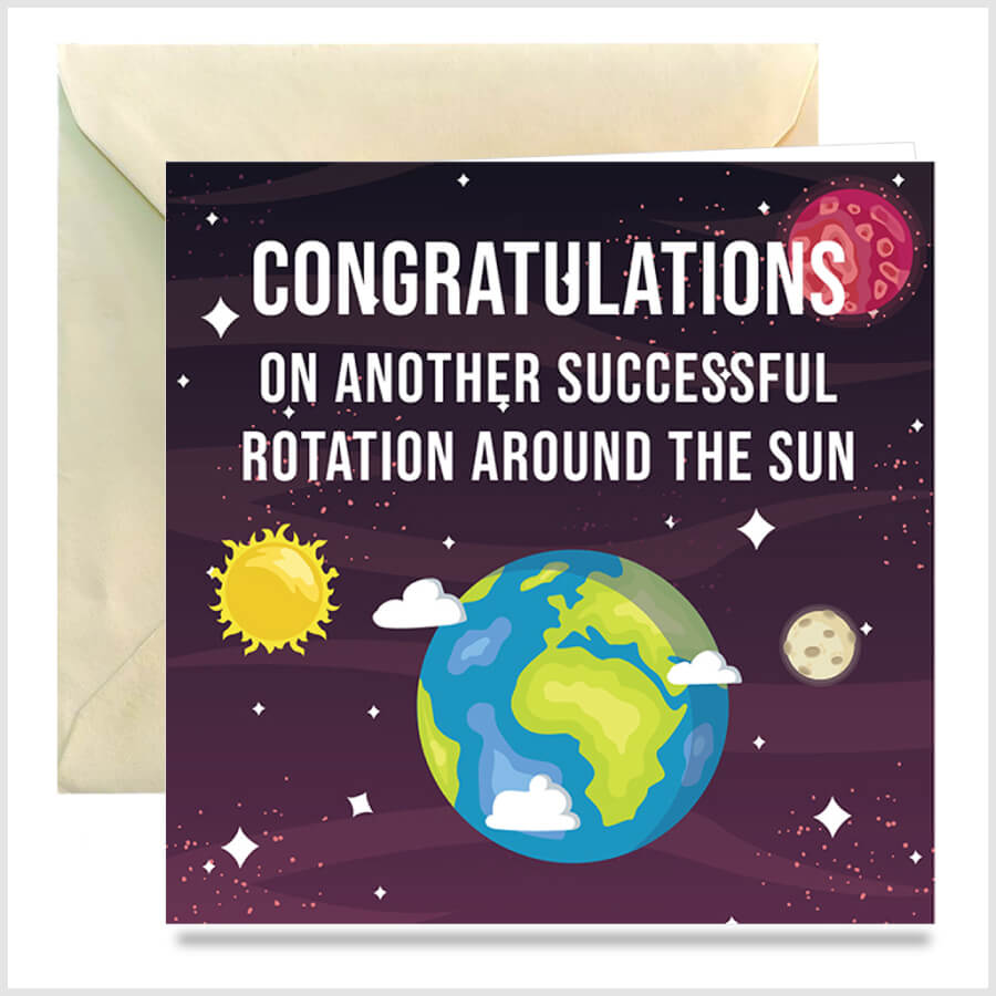 Earth Rotation Around The Sun Birthday Card