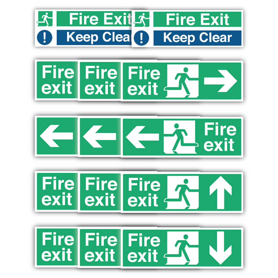 Fire exit sign sticker/Keep clear sign sticker/Fire action sign sticker ...