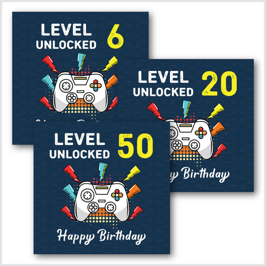 Happy Birthday: Level Unlocked Video Gaming Controller Greeting Card - Ages 6 to 50