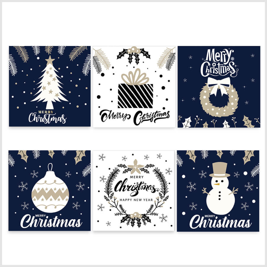 The Perfect Blue and White Greeting Christmas Card