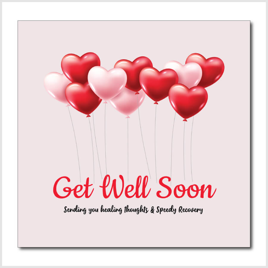 Cheerful Balloon Heart Get Well Soon Greeting Card