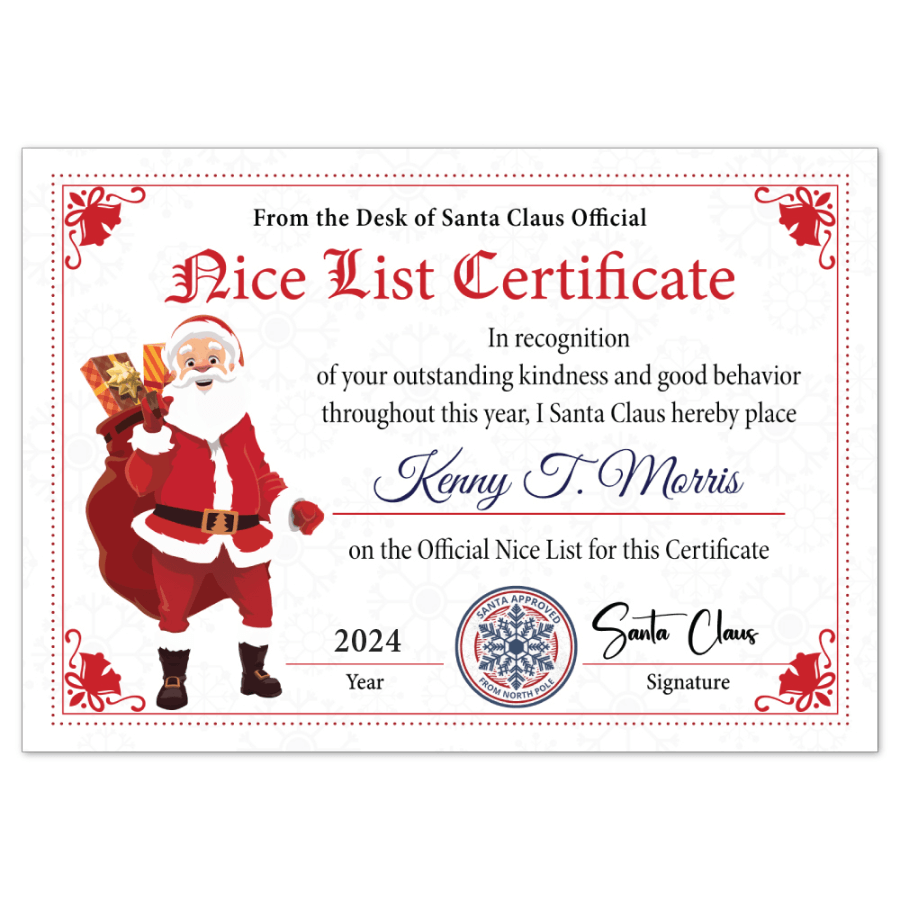 Personalised Santa Nice List Certificate