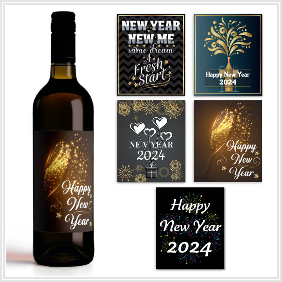 Happy New Year Wine Labels