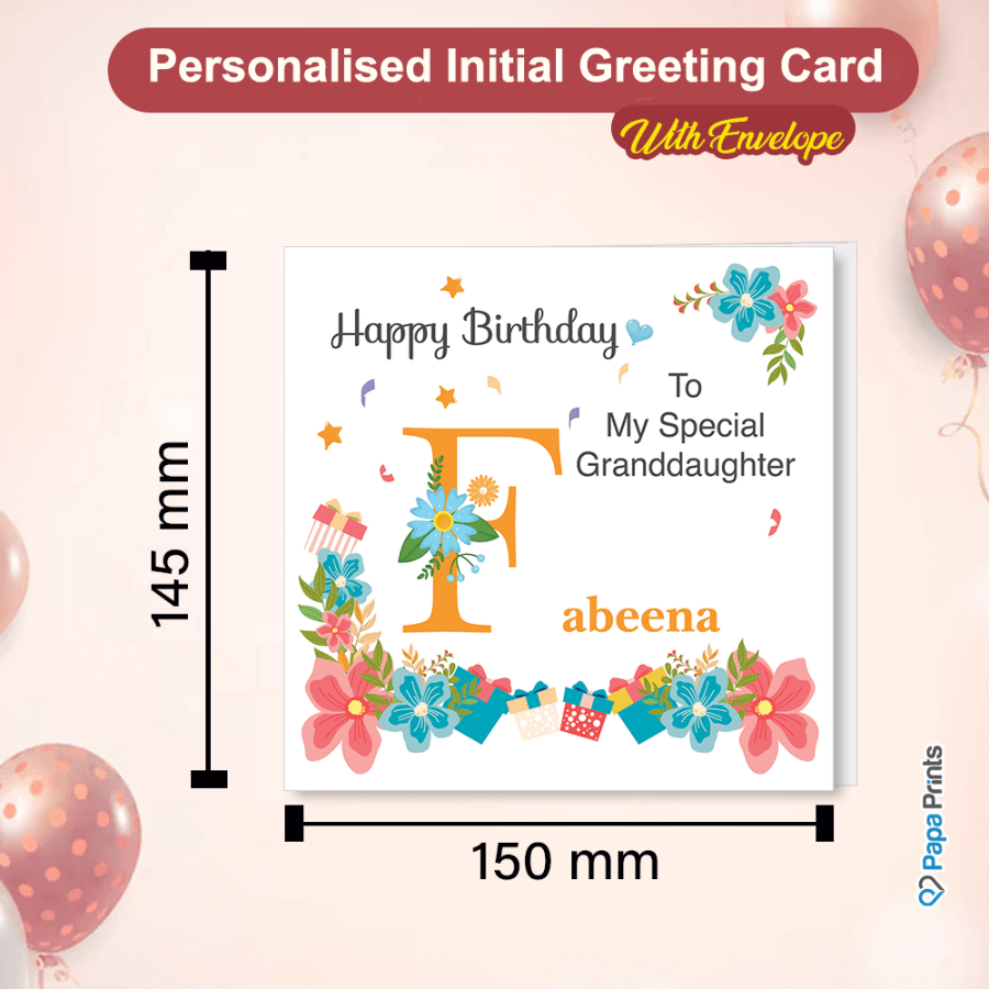 Personalised Initial Birthday Cards with Envelopes (A-Z)