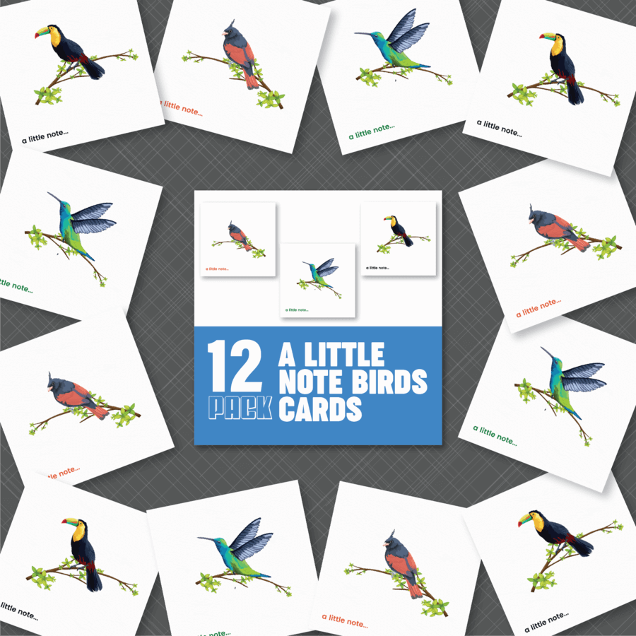 Little note bird-themed cards