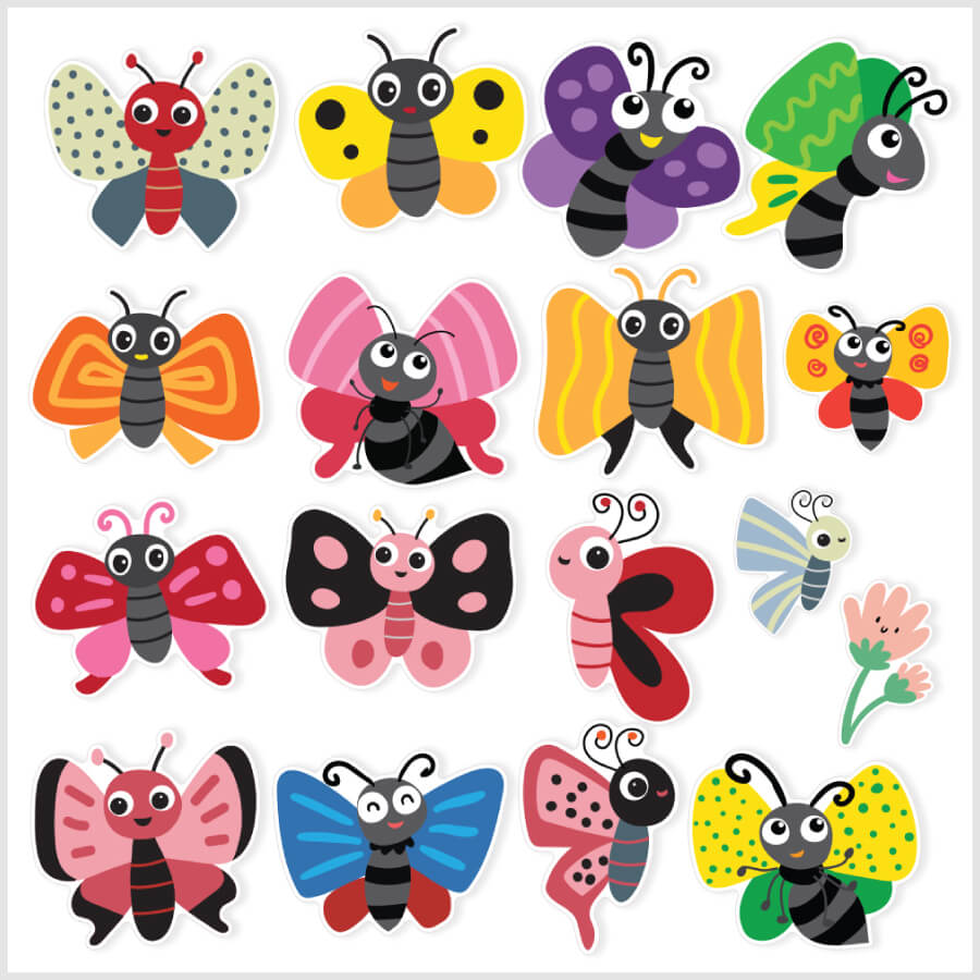 Whimsical Butterfly Vinyl Stickers