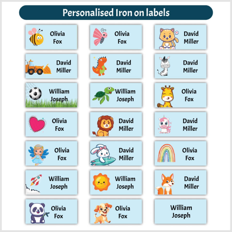 Iron-on name labels for clothes