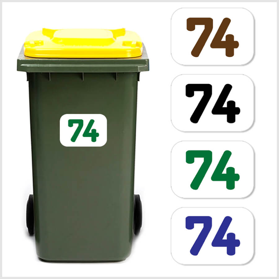 Personalised Wheelie Bin Identification Vinyl Stickers - Set of 4 Colors