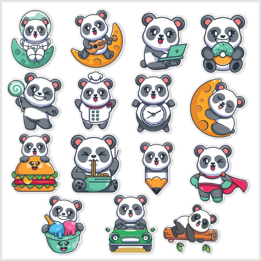 Laptop and Phone Panda Stickers