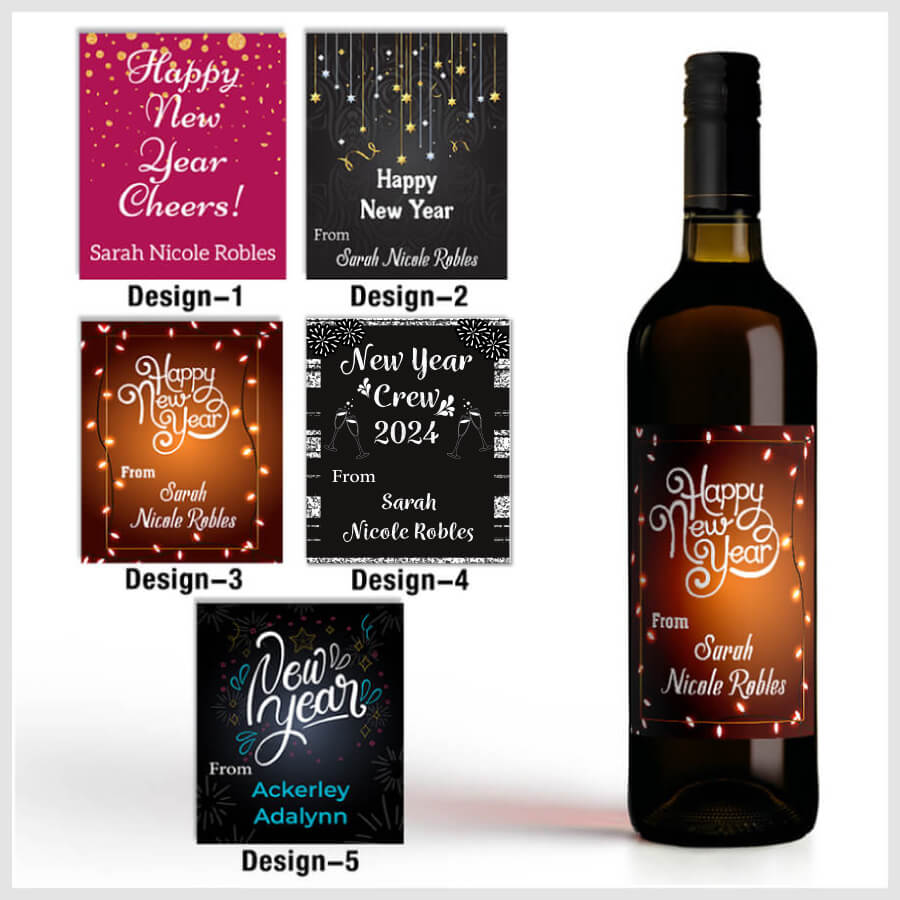 Personalised Happy New Year Wine Labels