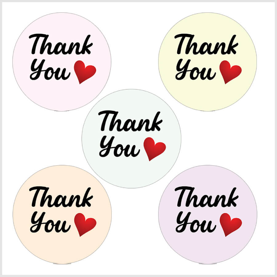 Thank You with Smiley & Heart Sticker