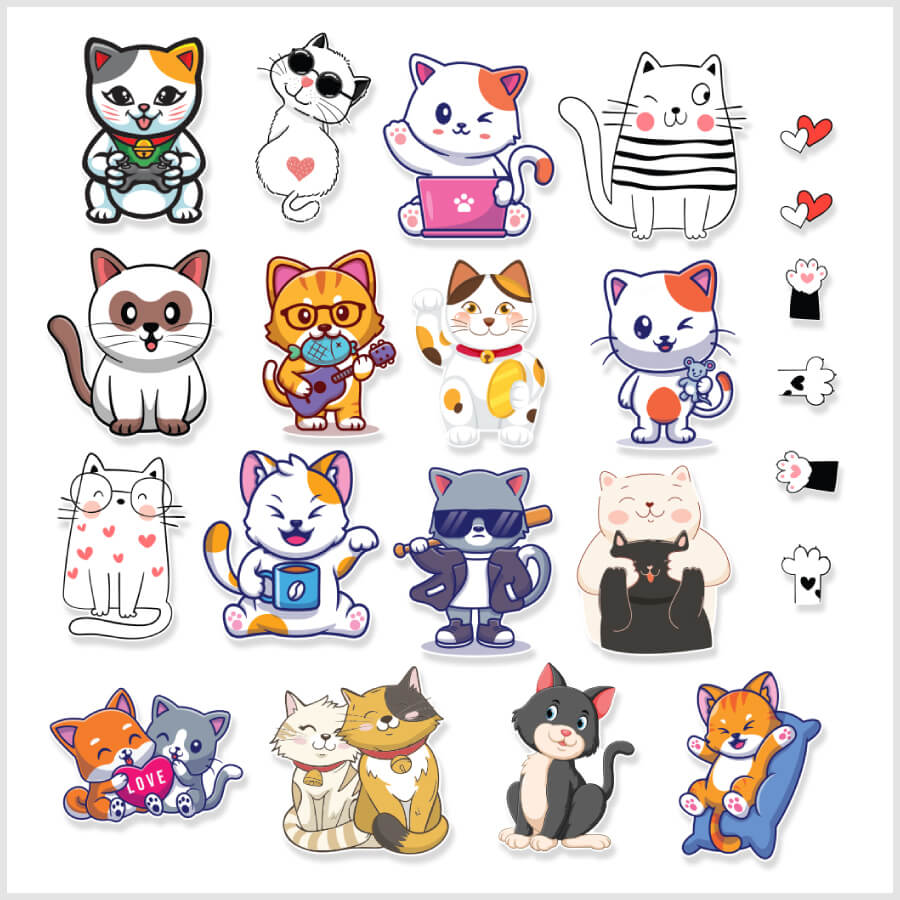 Purr-fectly Amusing: Cat Vinyl Stickers for Laptop, Skateboard, and More!