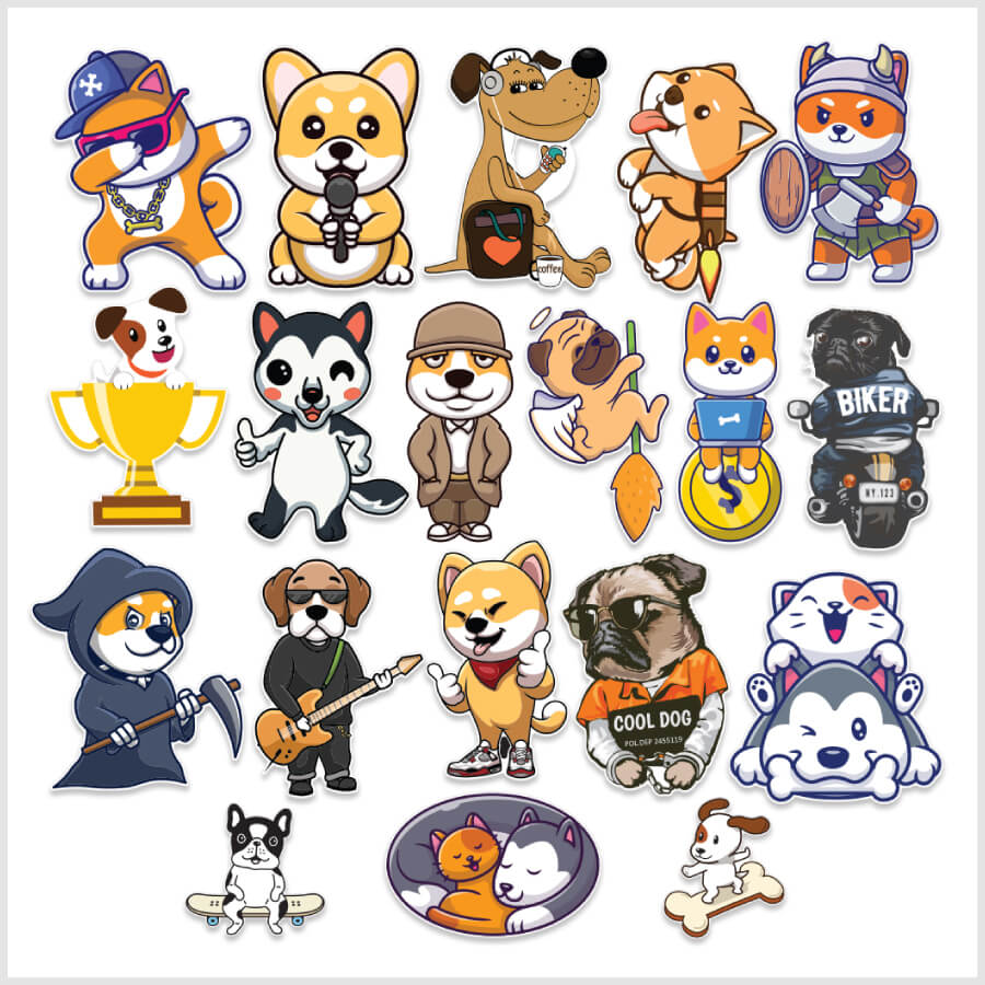 Adorable Dog Stickers for All Ages – Vinyl Decals for Laptops, Skateboards, Water Bottles, and More