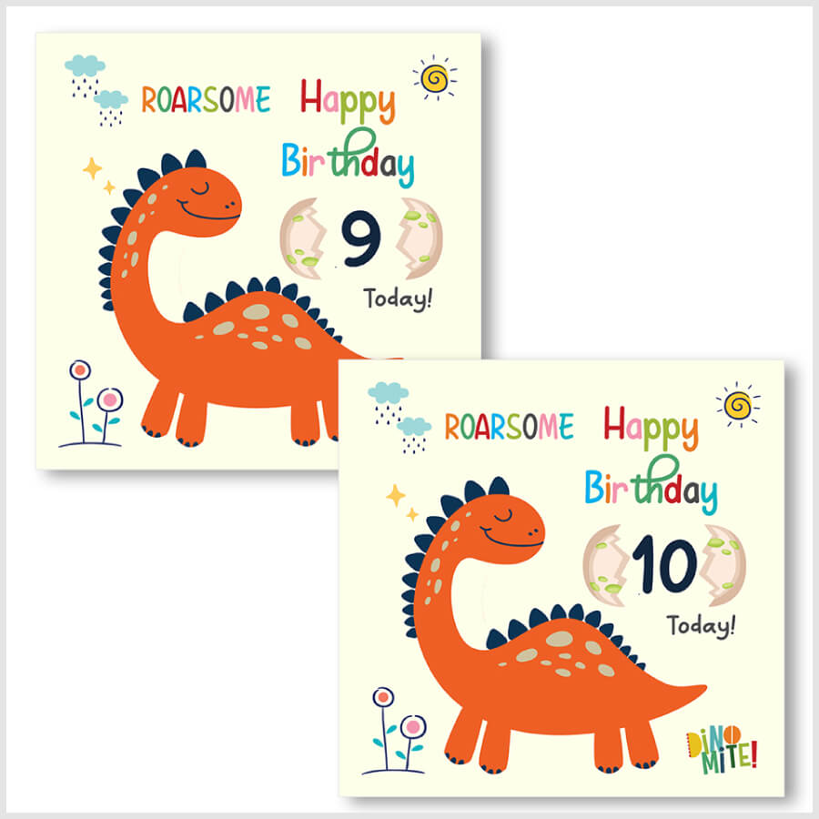 Dino-mite Birthday Wishes Age Greeting Card