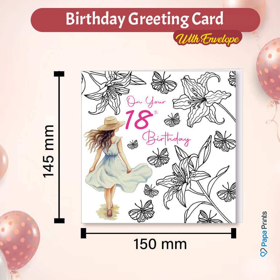 18th birthday greeting card/ Elegant birthday card for 18-year-old girl ...