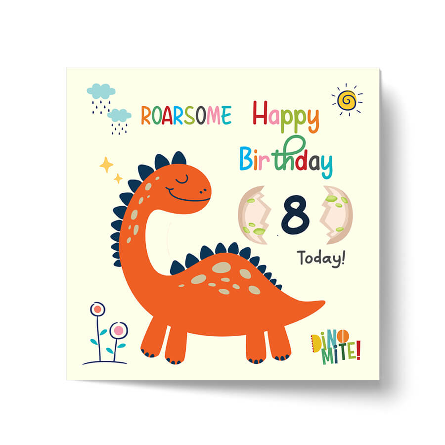 Dino-mite Birthday Wishes Age Greeting Card