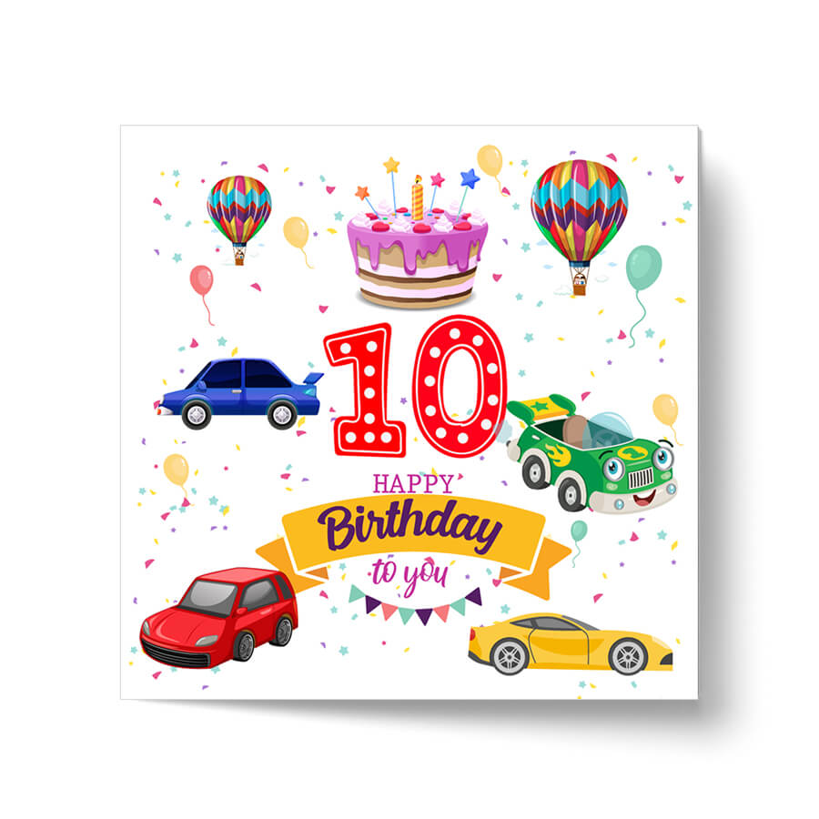 Colorful Age-Specific Birthday Card - Vibrant Vehicle Theme for Kids