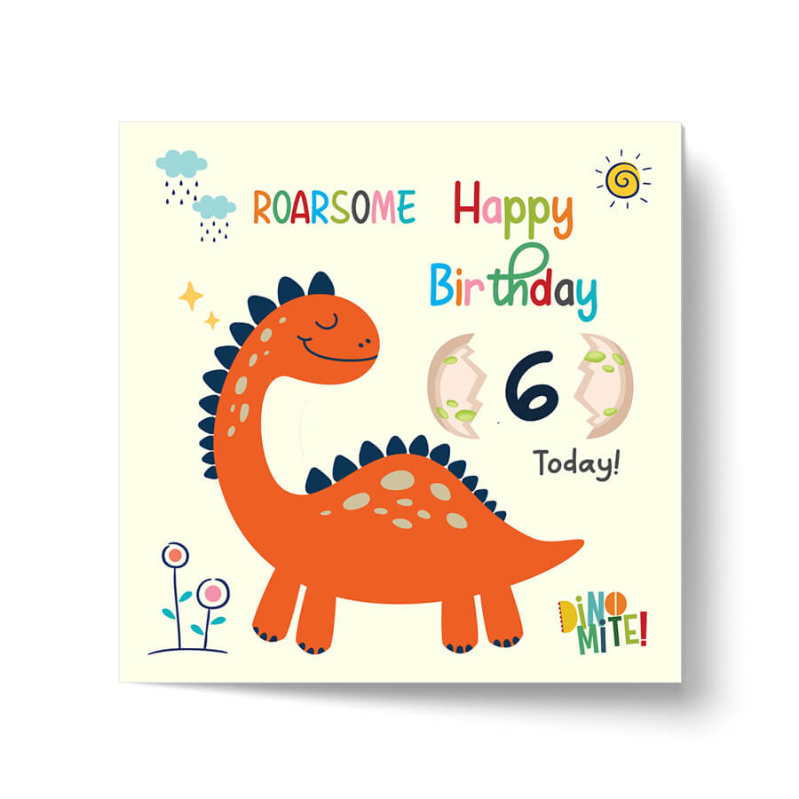 Dino-mite Birthday Wishes Age Greeting Card