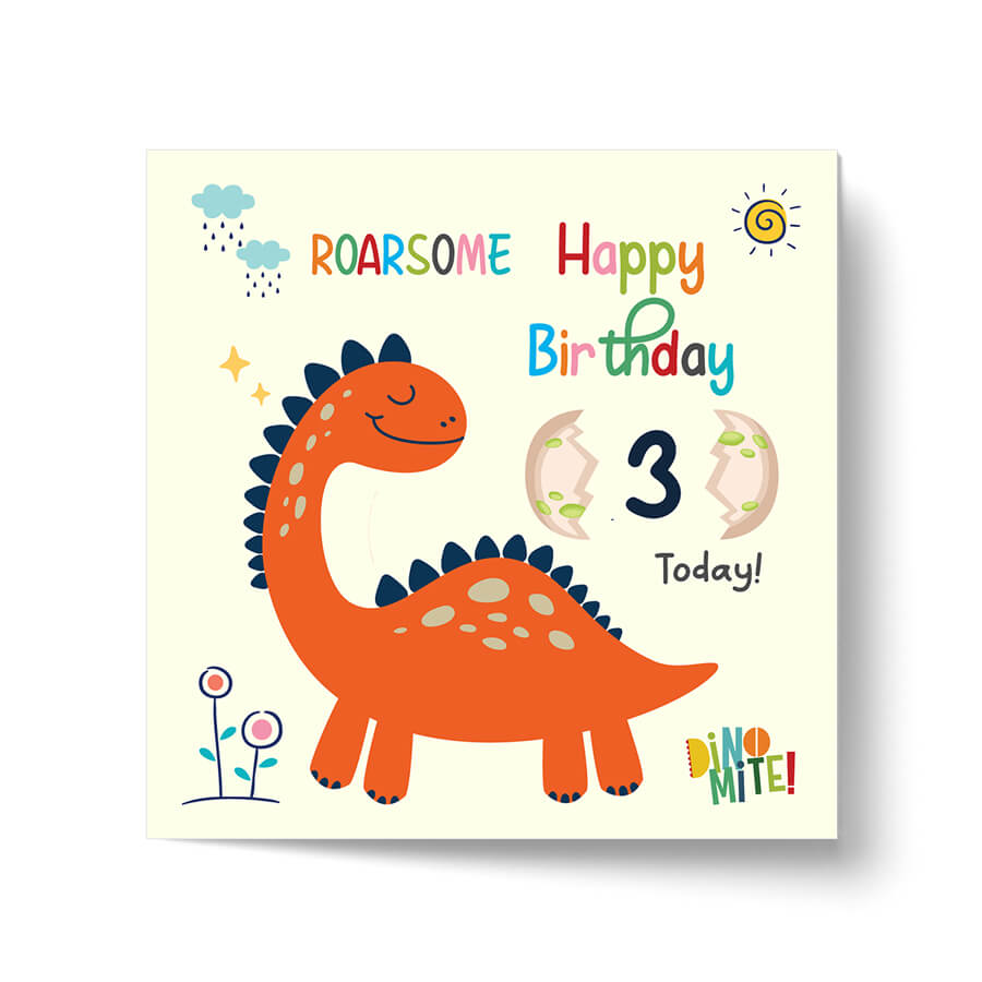 Dino-mite Birthday Wishes Age Greeting Card