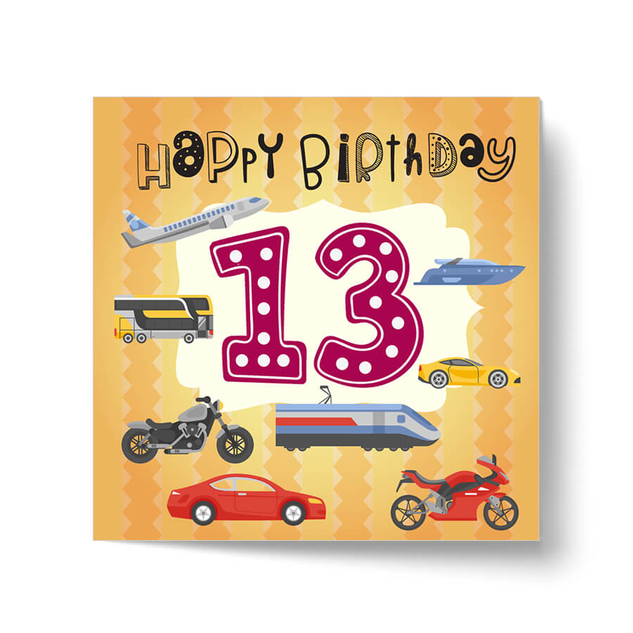 Colorful Age-Specific Birthday Card - Vibrant Vehicle Theme for Kids