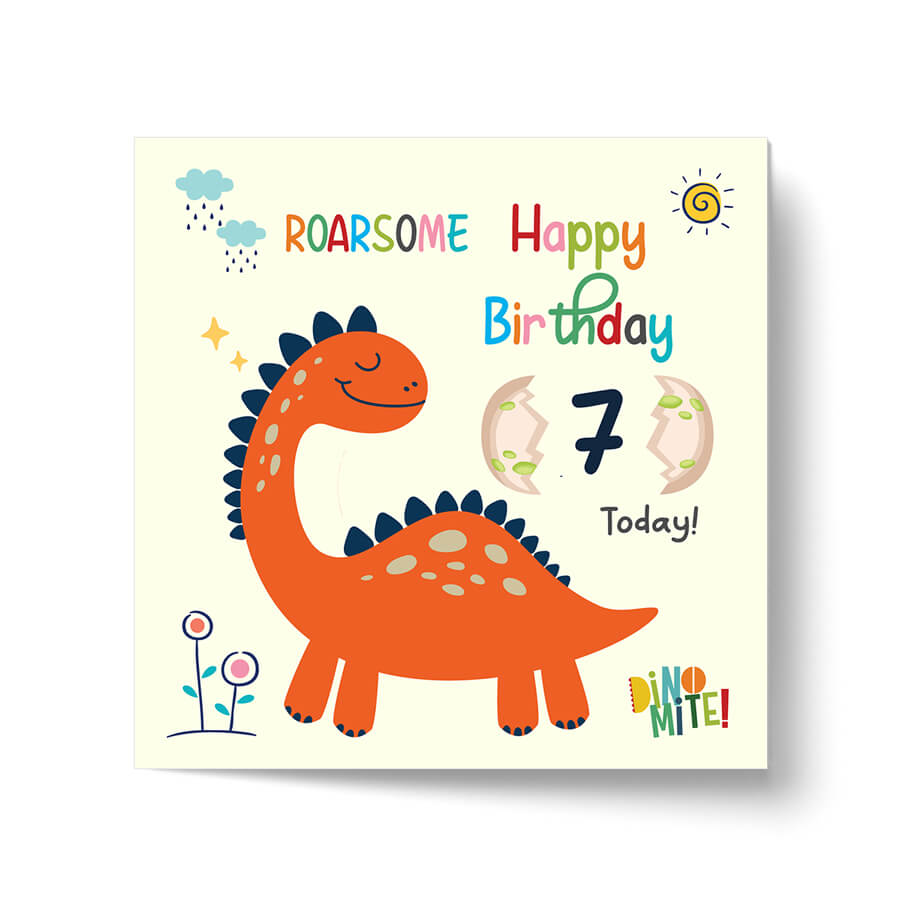 Dino-mite Birthday Wishes Age Greeting Card