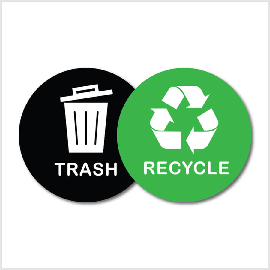 Green Recycle & Black Trash Bin Stickers