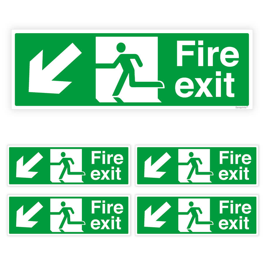 Fire Exit Directional Arrow Sign Stickers