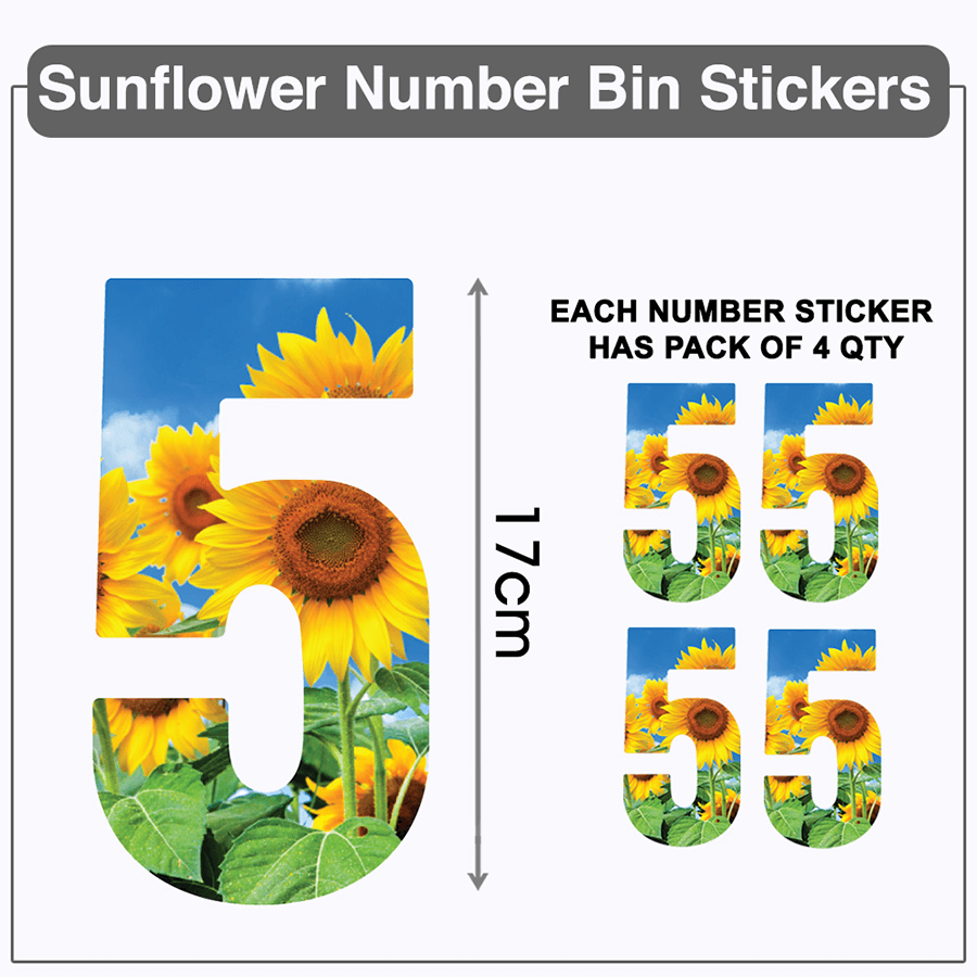 Waterproof Sunflower Stickers For Wheelie Bins