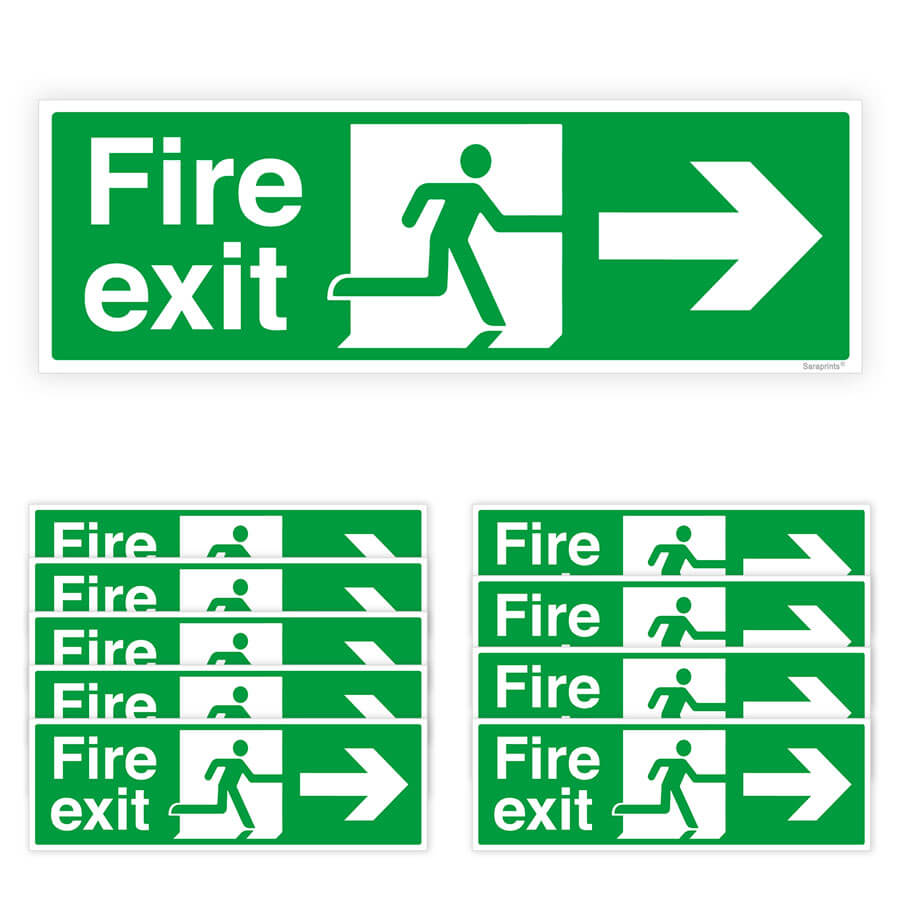 Fire Exit Directional Arrow Sign Stickers