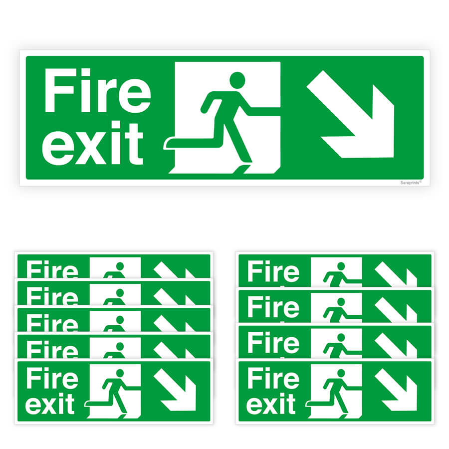 Fire Exit Directional Arrow Sign Stickers