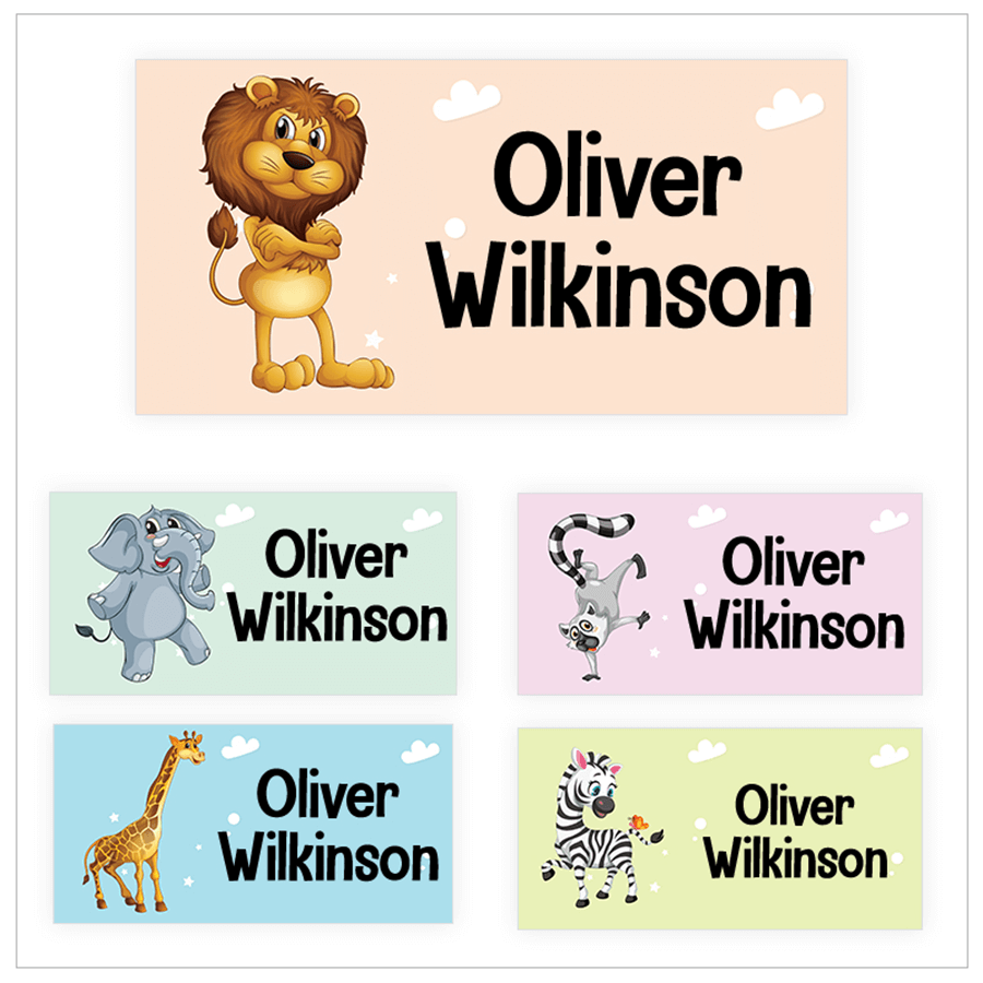 Animal print name labels