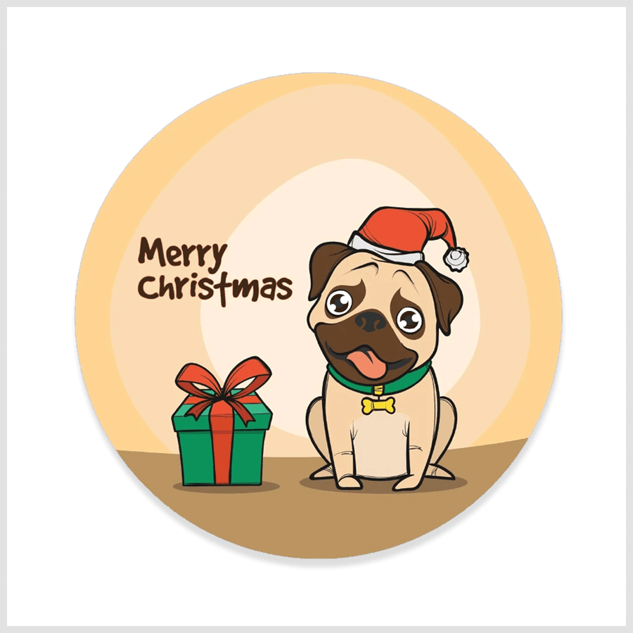 Festive dog Christmas stickers featuring puppies in Santa hats