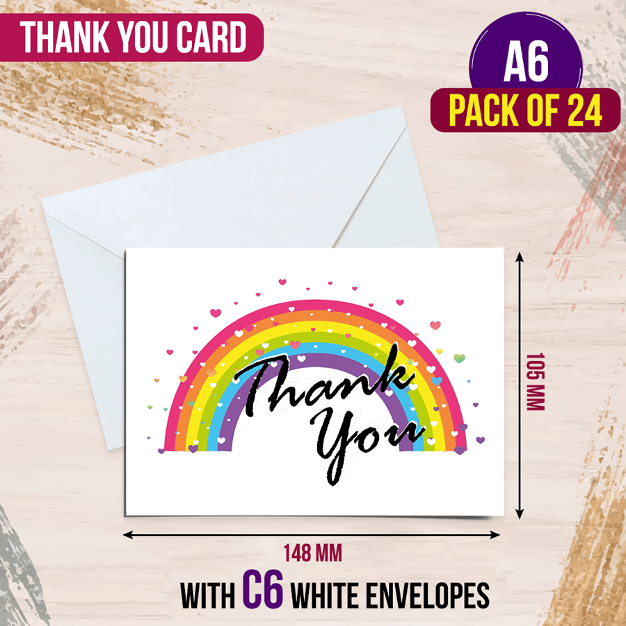 Rainbow Thank you Cards