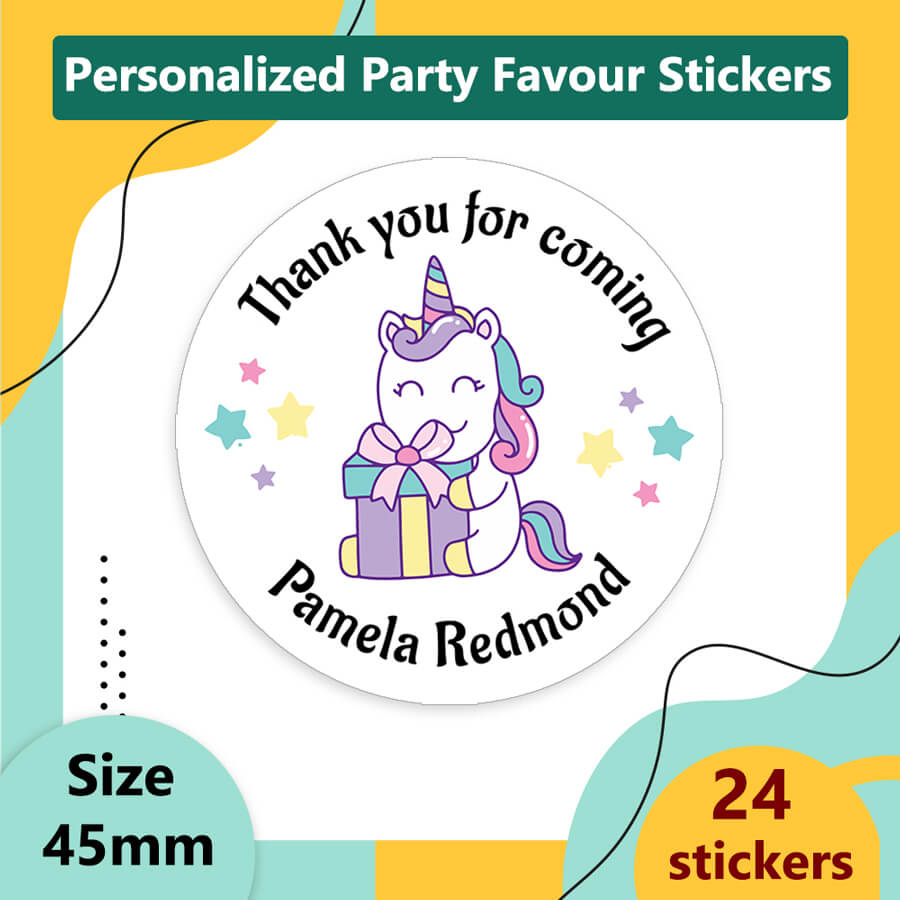 Personlised Unicorn Thank you For Coming To My Party Sticker