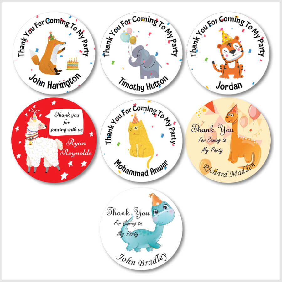 Personlised Animal Theme Party Stickers