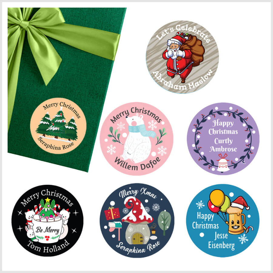 Personalised Christmas  Sticker - Round - Gift Labels