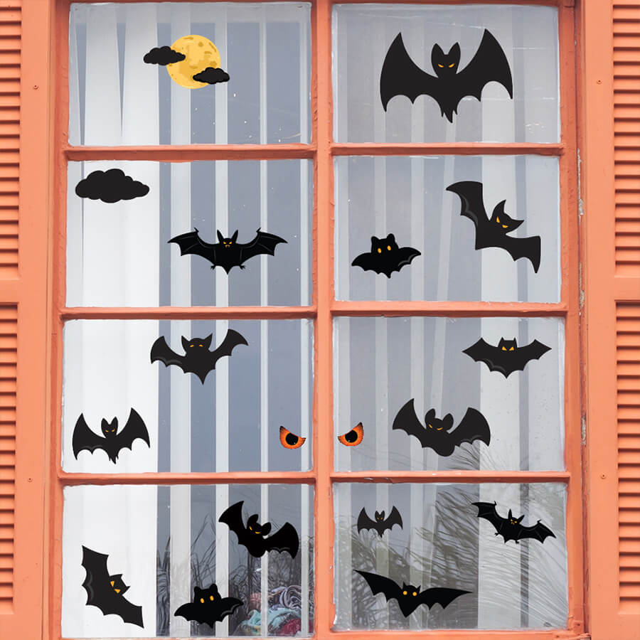 Flying Bat Halloween Window Stickers