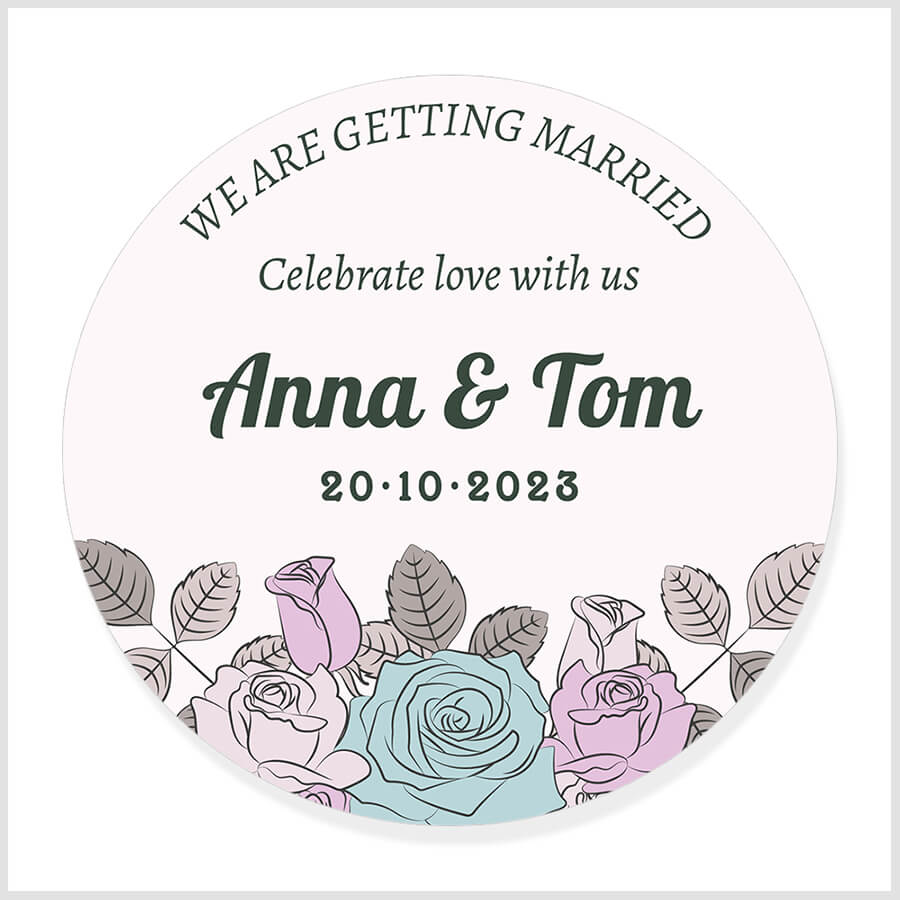 Cherish the Blooms: 30 Personalized Flower Wedding Stickers