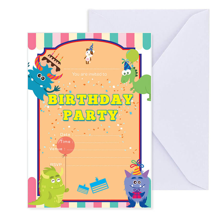 Birthday Boy Invitation Cards Including Envelopes