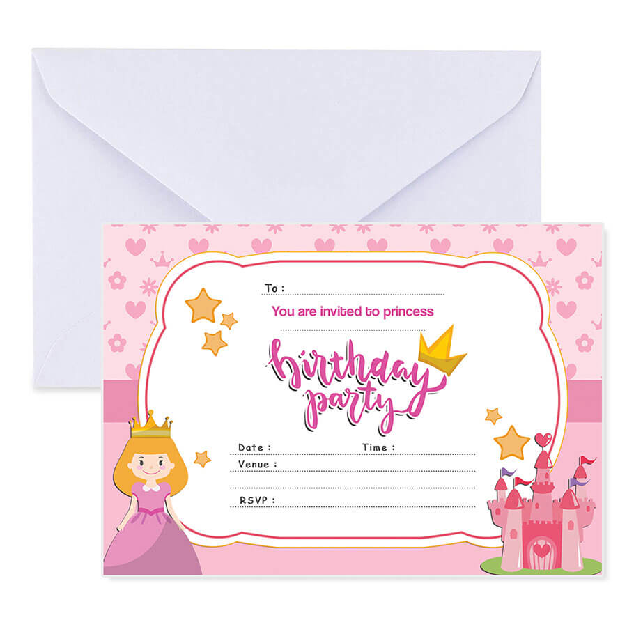 Little Girls Birthday Invitation Cards with Envelopes