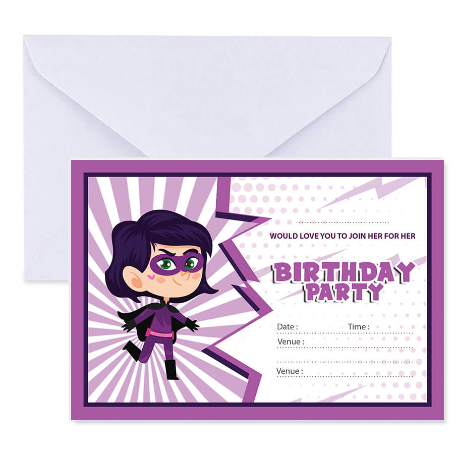 Little Girls Birthday Invitation Cards with Envelopes