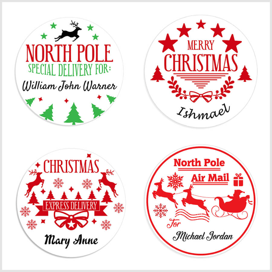 Personalised Christmas Stamp Sticker - Round - Special Delivery