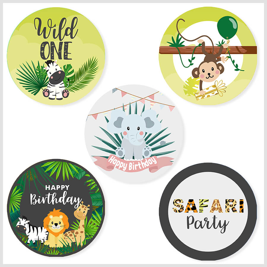 Safari Party Birthday Stickers