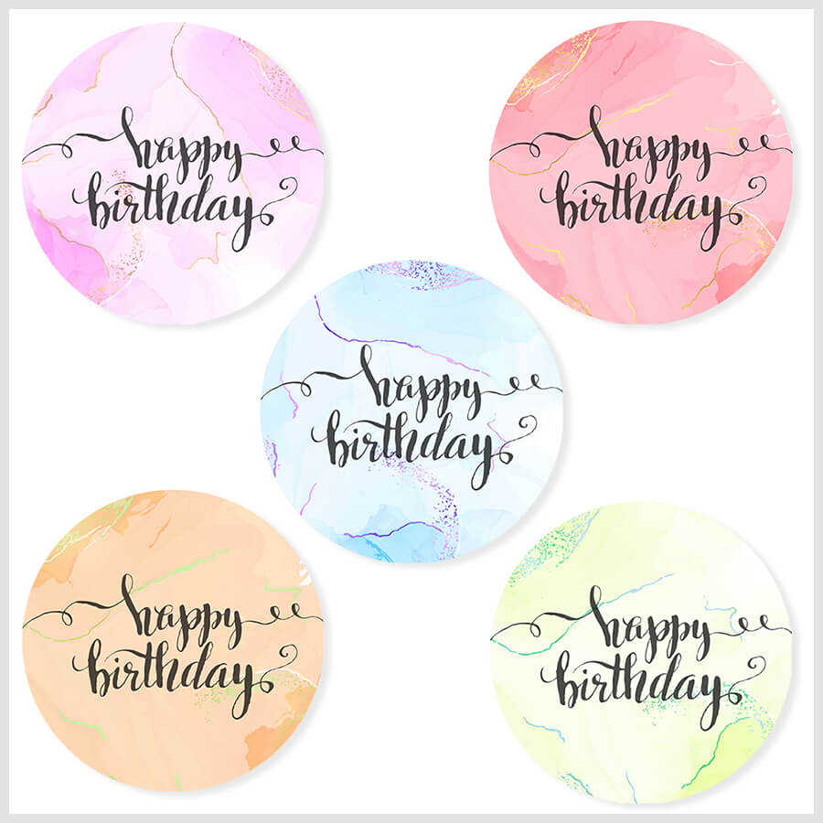 Watercolour Birthday Stickers