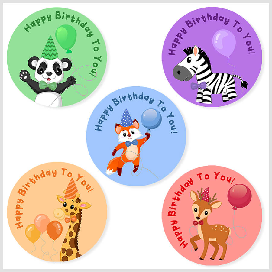 Animal Theme Birthday Stickers