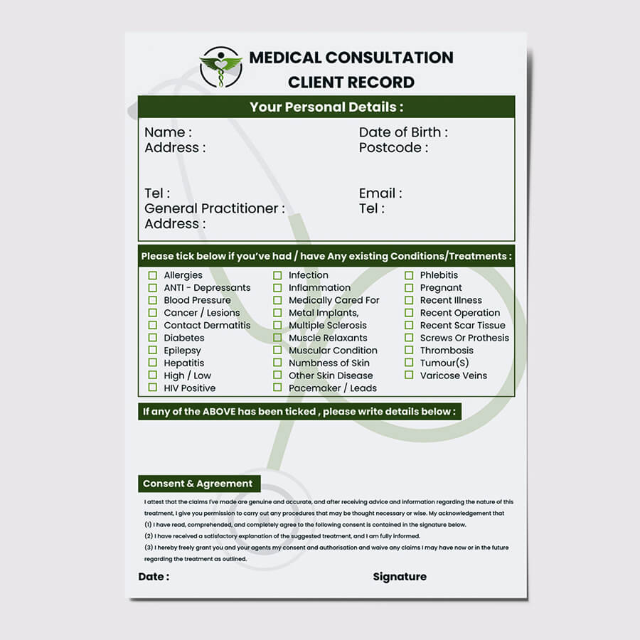 Medical Consultation Client Record Card