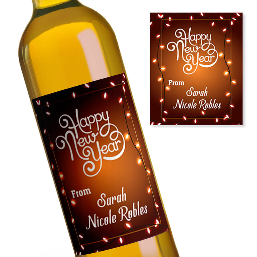 Personalised Happy New Year Wine Labels