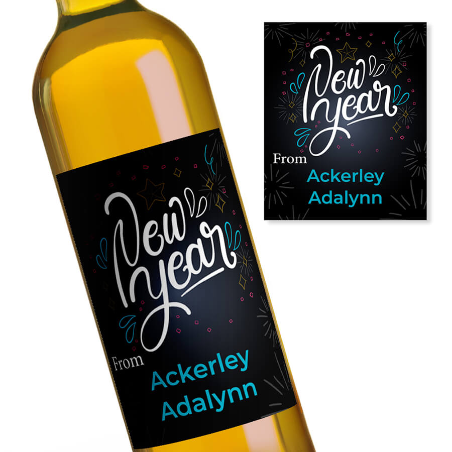 Personalised Happy New Year Wine Labels