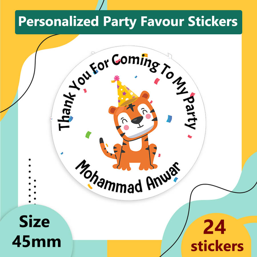 Personlised Animal Theme Party Stickers